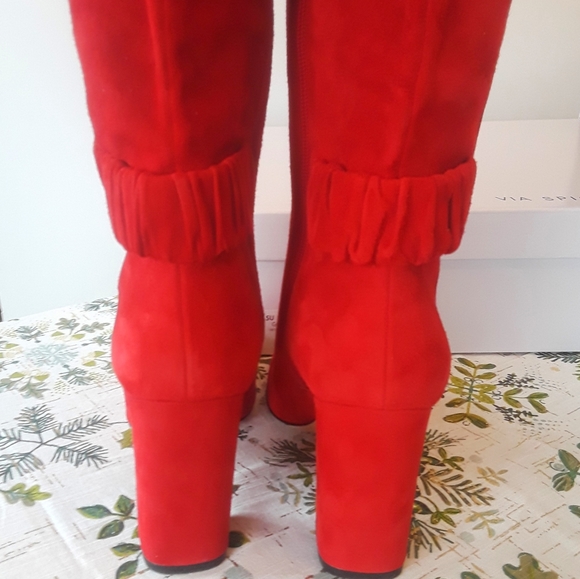 VIA SPIGA Red Suede 'Shayla' boots NEW! 7M/37 Eur - Picture 4 of 6